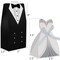 100 Pairs Wedding Party Favor Boxes Dress & Tuxedo Groom Bridal Candy Gift Box with Ribbon Wholesale Wedding Favors